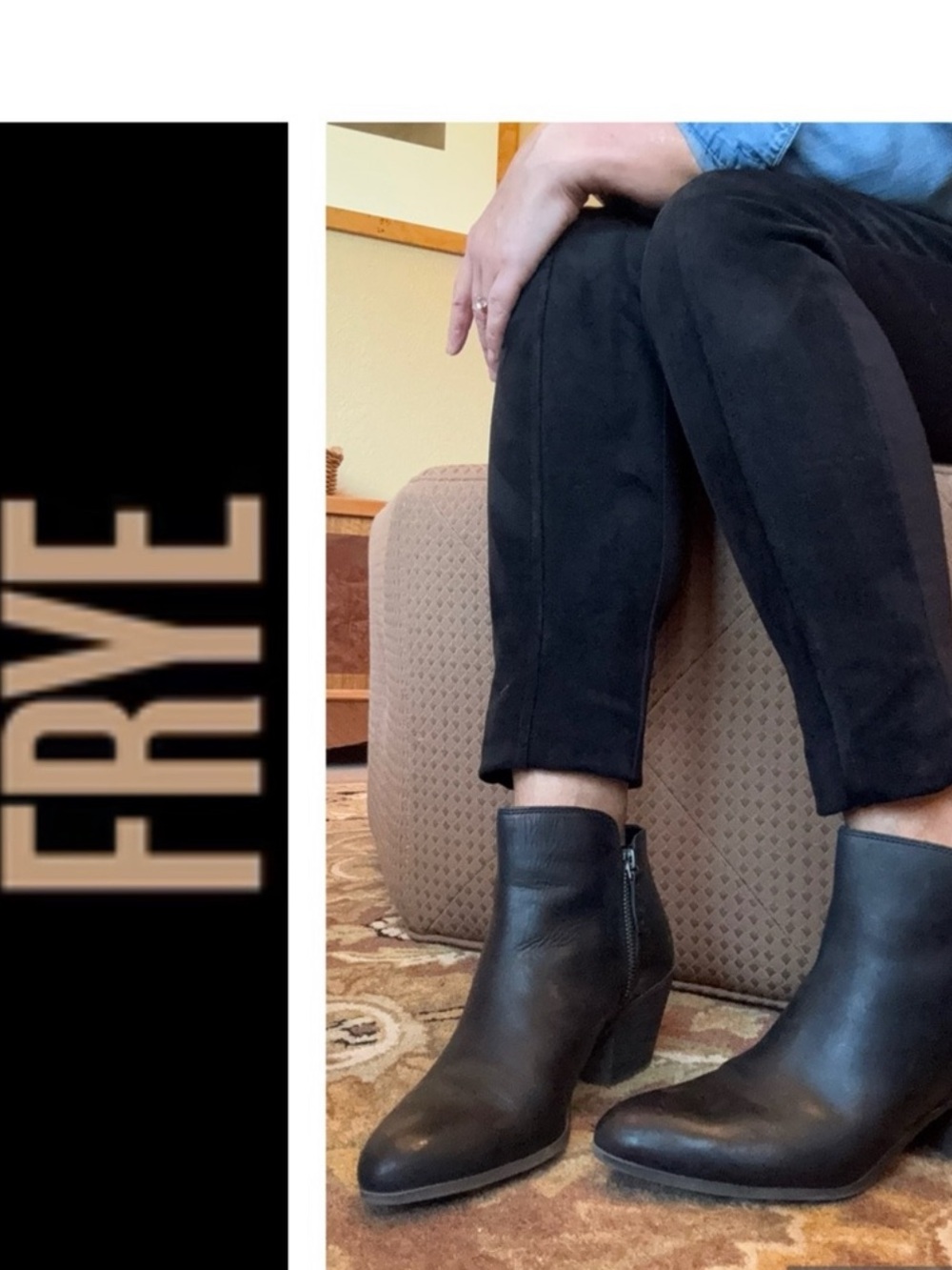 Frye Black Leather Judith Side-Zip Ankle Booties 7